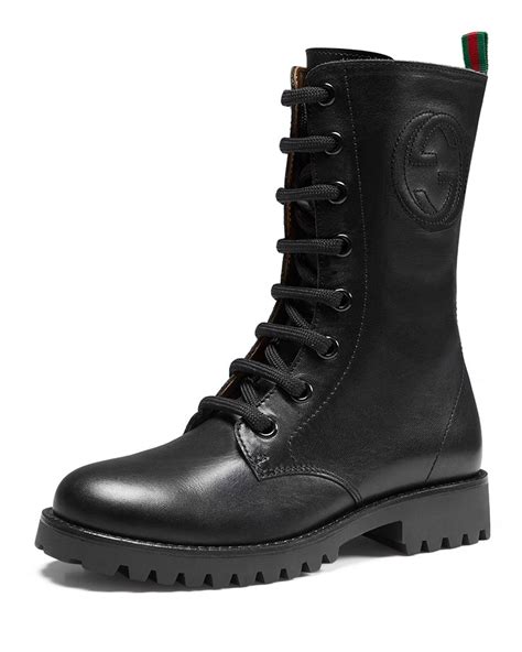 gucci black diamond boots|Gucci black combat boots.